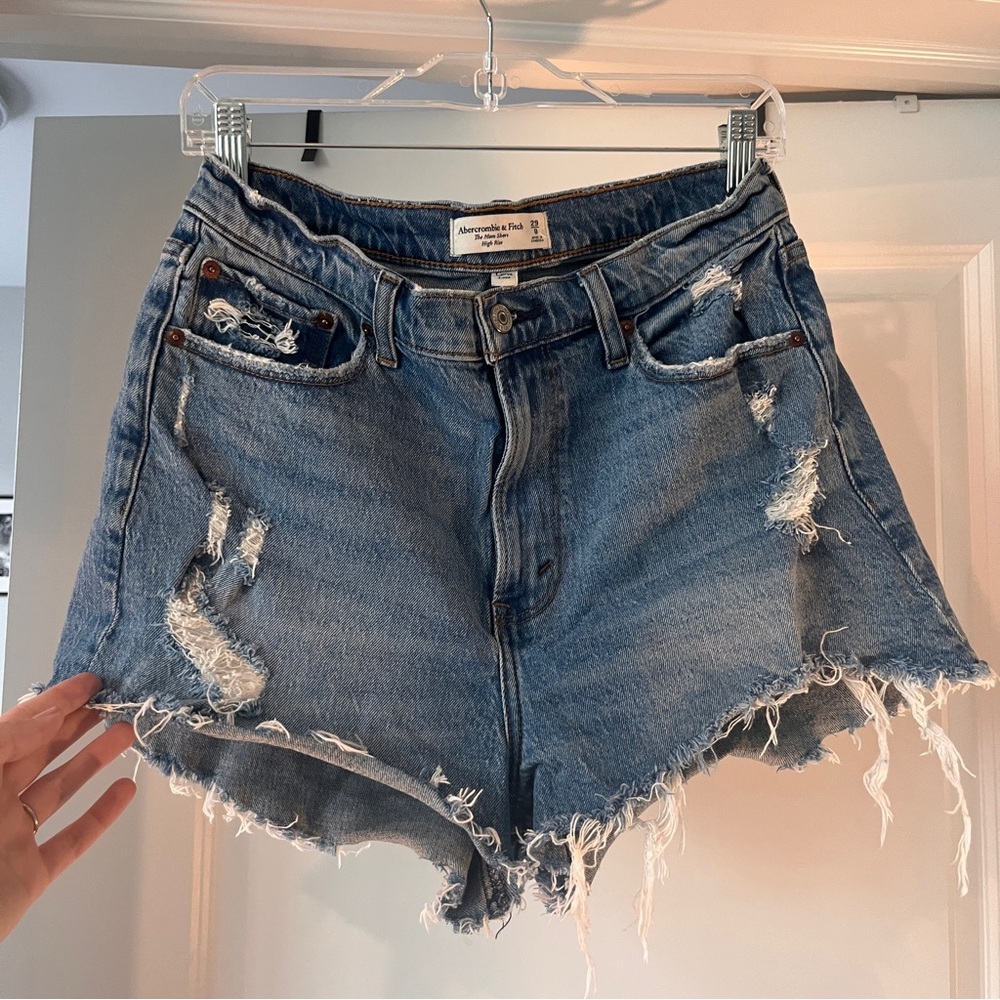 Abercrombie & Fitch Distressed Blue Denim Jean Shorts